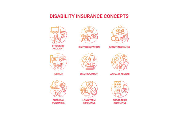 Disability Insurance Concept Icons Set: Graphics and Icons for Real Projects