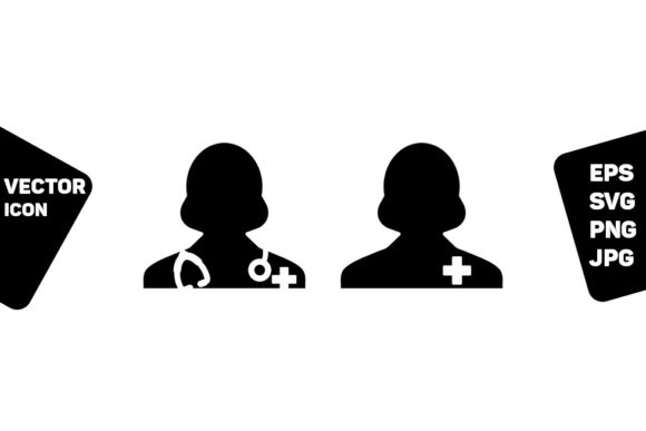 Doctor and Patient Icon Graphics for Editorial Use