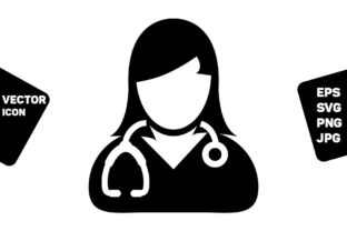 Doctor Icon Vector Female Avatar for Graphics and Icons