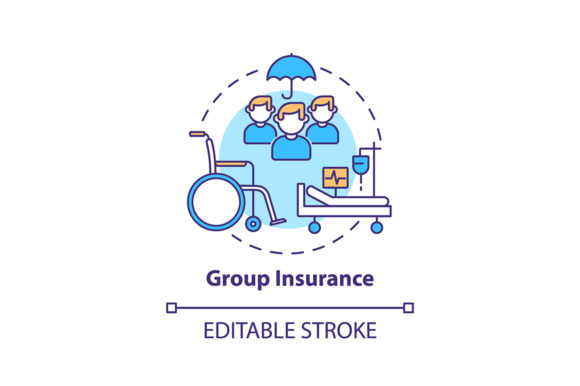 Group Insurance Concept Icon: Graphics and Icons for Editorial Use