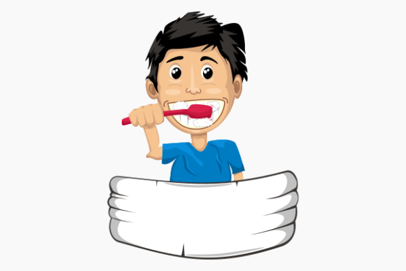Kid Brushing Teeth Vector Illustration Graphics