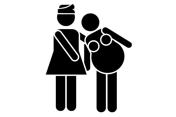 Pregnant Woman Leaning on Nurse Crafts Baby
