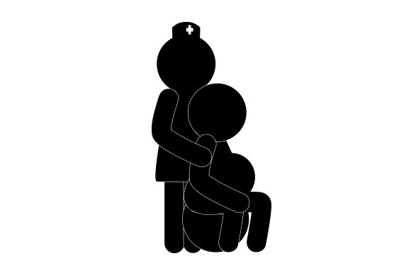 Pregnant Woman Sitting on Birthing Ball with Nurse